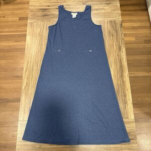 Talbots Vintage Blue Cotton Blend Petites Maxi Slip On Dress Women Size Medium